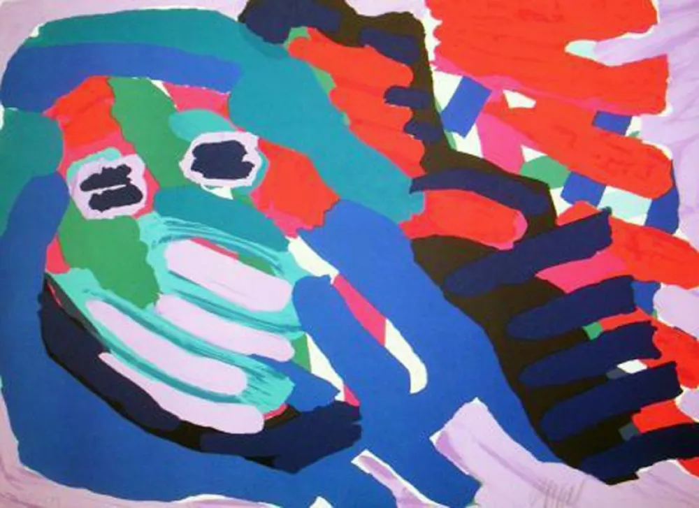 Сериграфия Appel - Another blue head again 