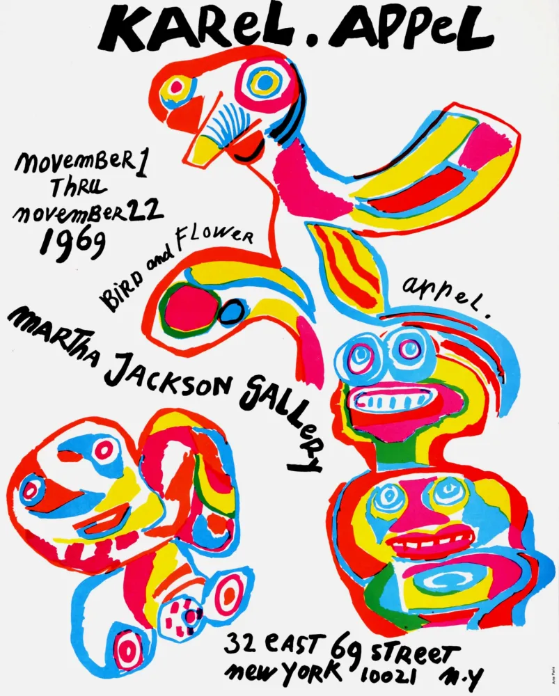 Литография Appel - Bird and Flower, 1969