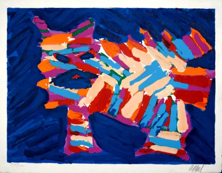 Литография Appel - Blue Cat, 1978 - Hand-signed!