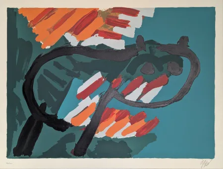 Литография Appel - Green Cat 