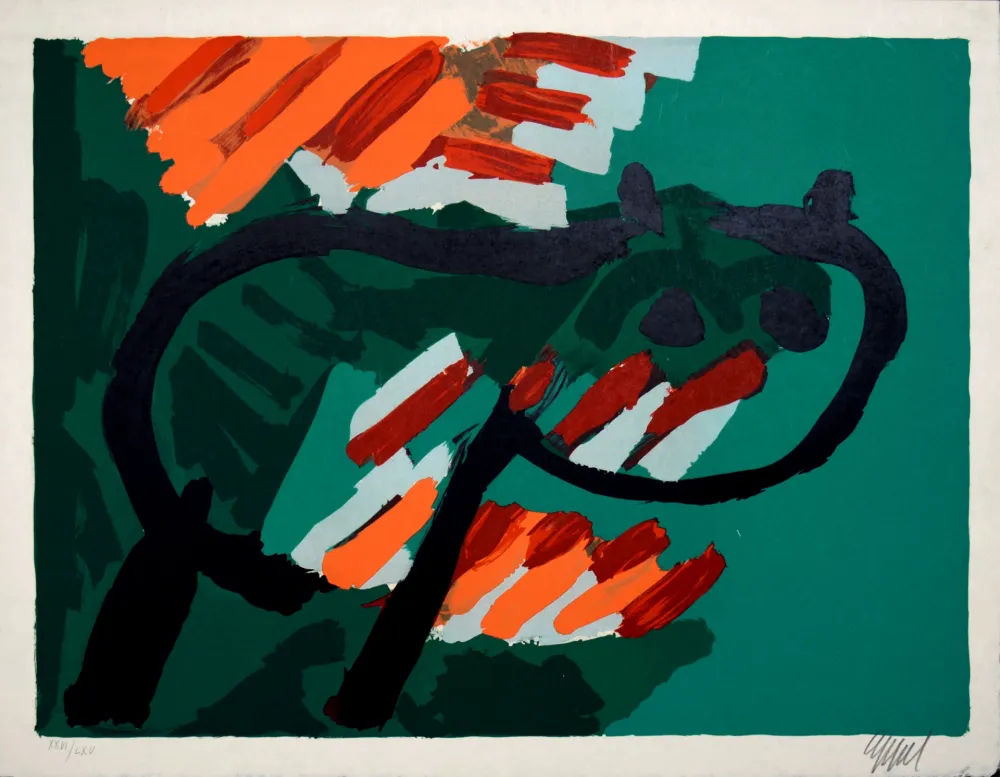 Литография Appel - Green Cat, 1978 - Hand-signed!