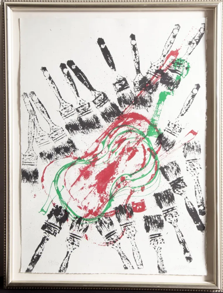 Сериграфия Arman - Empreinted De Violins Et Pinceaux