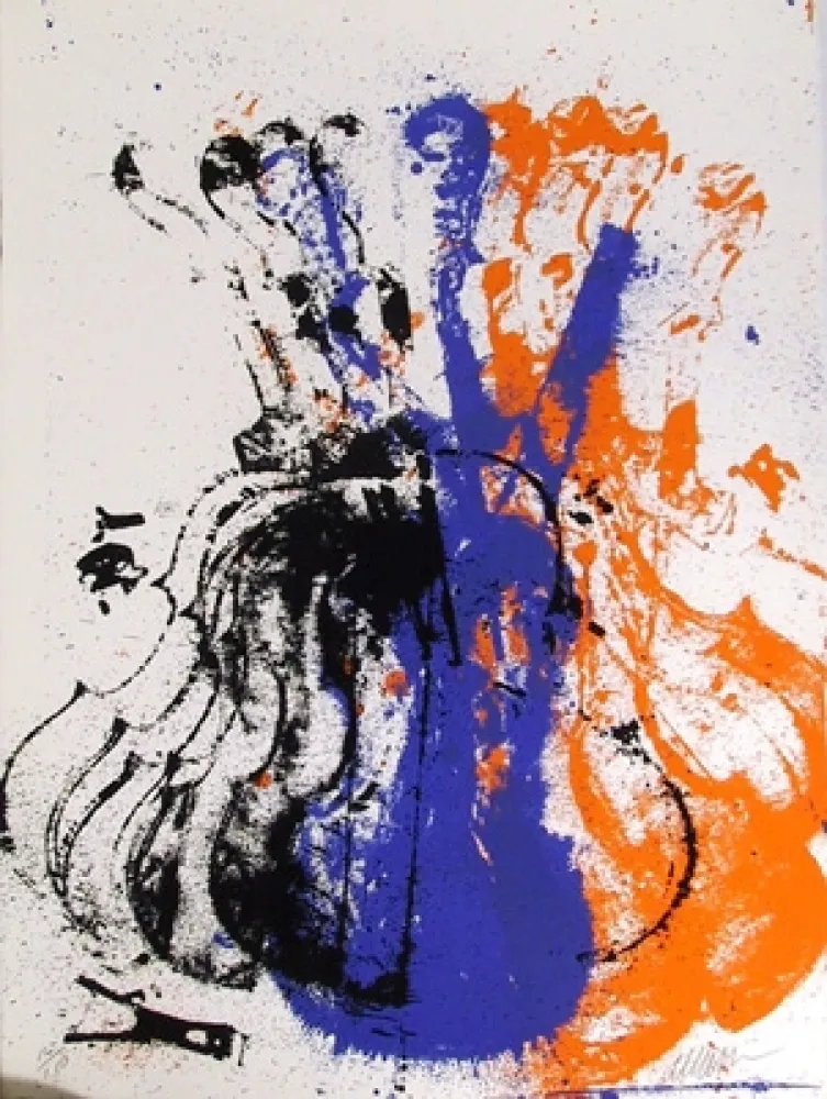 Сериграфия Arman - Squeezed Blue Fiddle