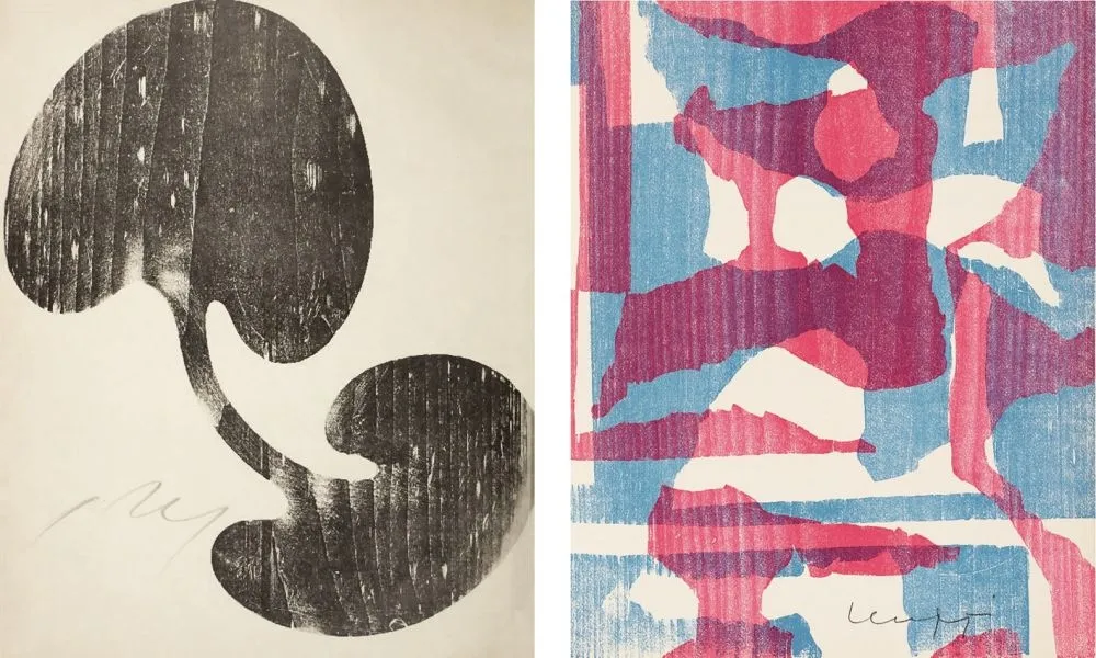 Гравюра На Дереве Arp - Siamesisches Blatt : ONZE PEINTRES VUS PAR ARP. 1949. Deluxe.