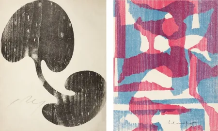 Гравюра На Дереве Arp - Siamesisches Blatt : ONZE PEINTRES VUS PAR ARP. 1949. Deluxe.