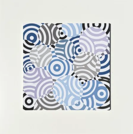 Многоэкземплярное Произведение Asis - Interferences cercles de couleurs Gris Bleu