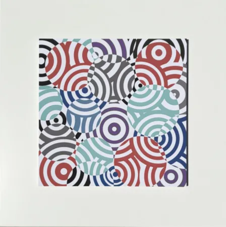 Многоэкземплярное Произведение Asis - Interferences cercles de couleurs Gris Rouge