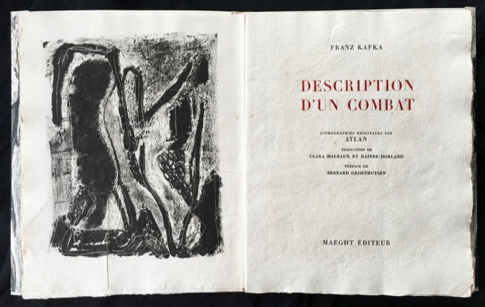 Иллюстрированная Книга Atlan - F. Kafka. DESCRIPTION D'UN COMBAT. Lithographies originales d'Atlan (1946)