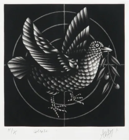 Mezzotint Avati - Colombe