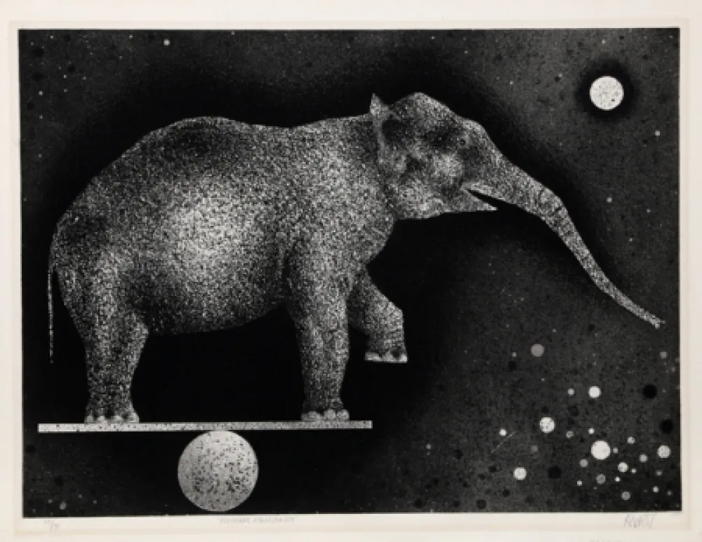 Mezzotint Avati - Elephant Equilibriste