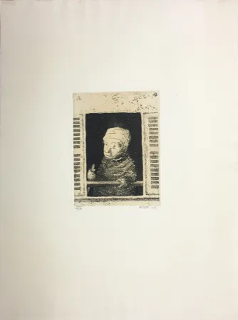 Акватинта Avati - Femme de ménage à la fenêtre (1951)