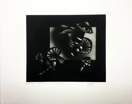 Mezzotint Avati - Manière noire aux champignons (1964)