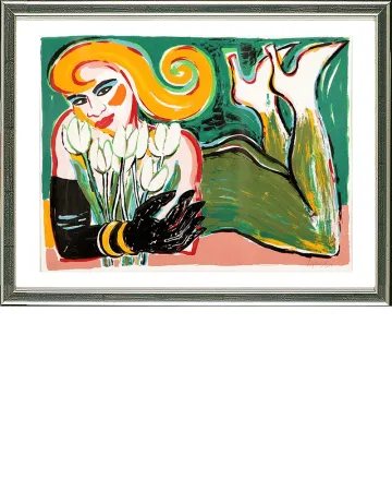 Сериграфия Bach - Liegende mit Tulpen, 2006