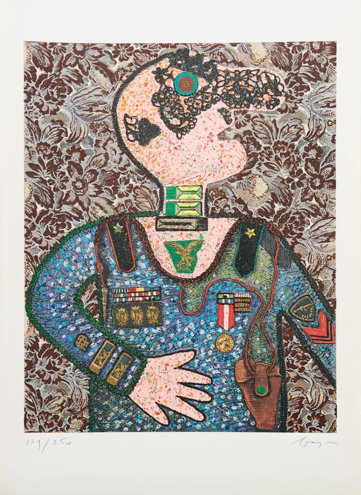 Гравюра Baj - Enrico baj (1924–2003) - Il Generale Bazooka - Mixed media - 1973