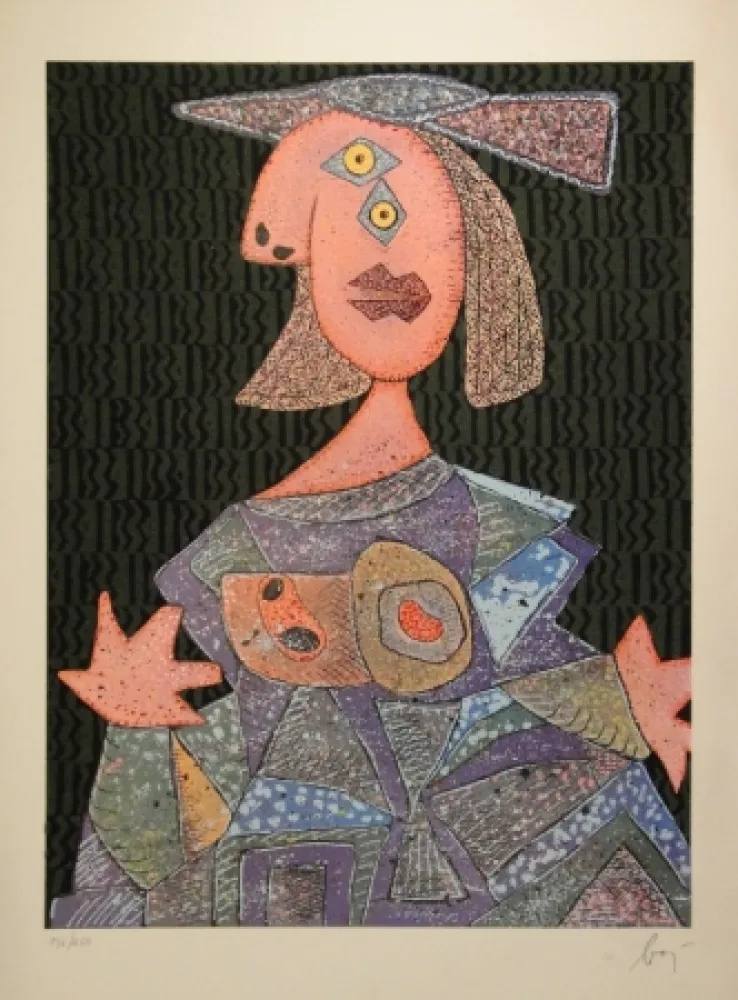 Офорт И Аквитанта Baj - Femme assise