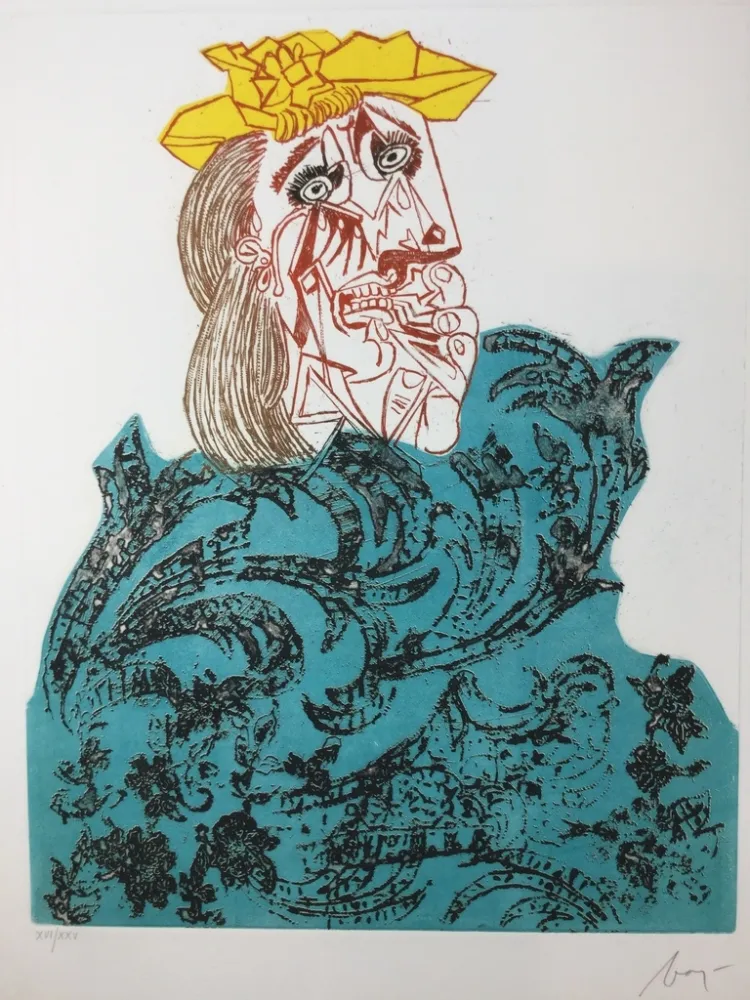 Офорт Baj - Femme en pleurs