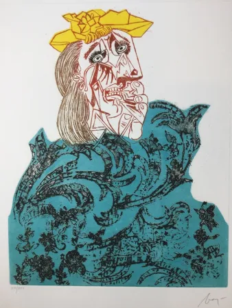 Офорт Baj - Femme en pleurs