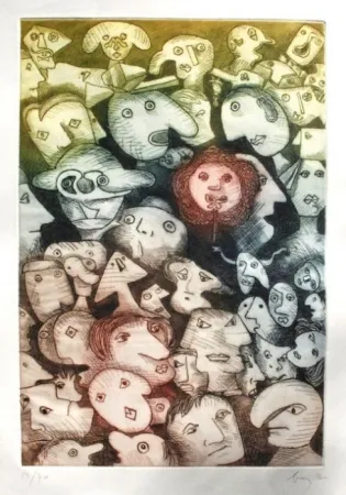 Гравюра Baj - Grande folla