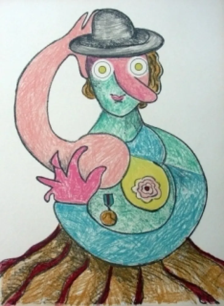 Литография Baj - La femme au chapeau