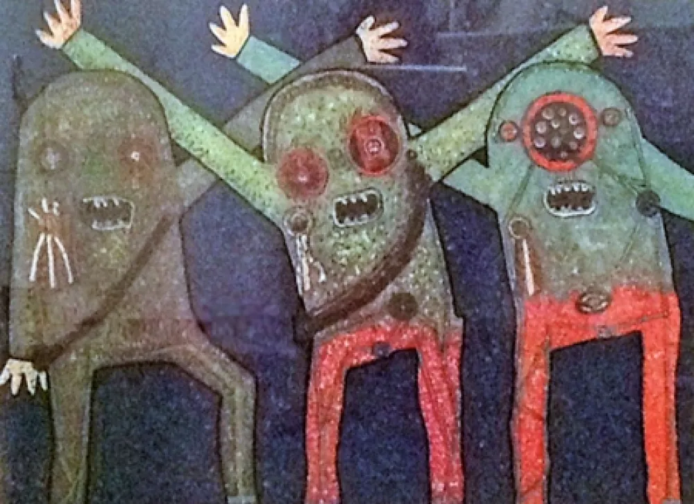 Литография Baj - Riunione della CIA nel bosco