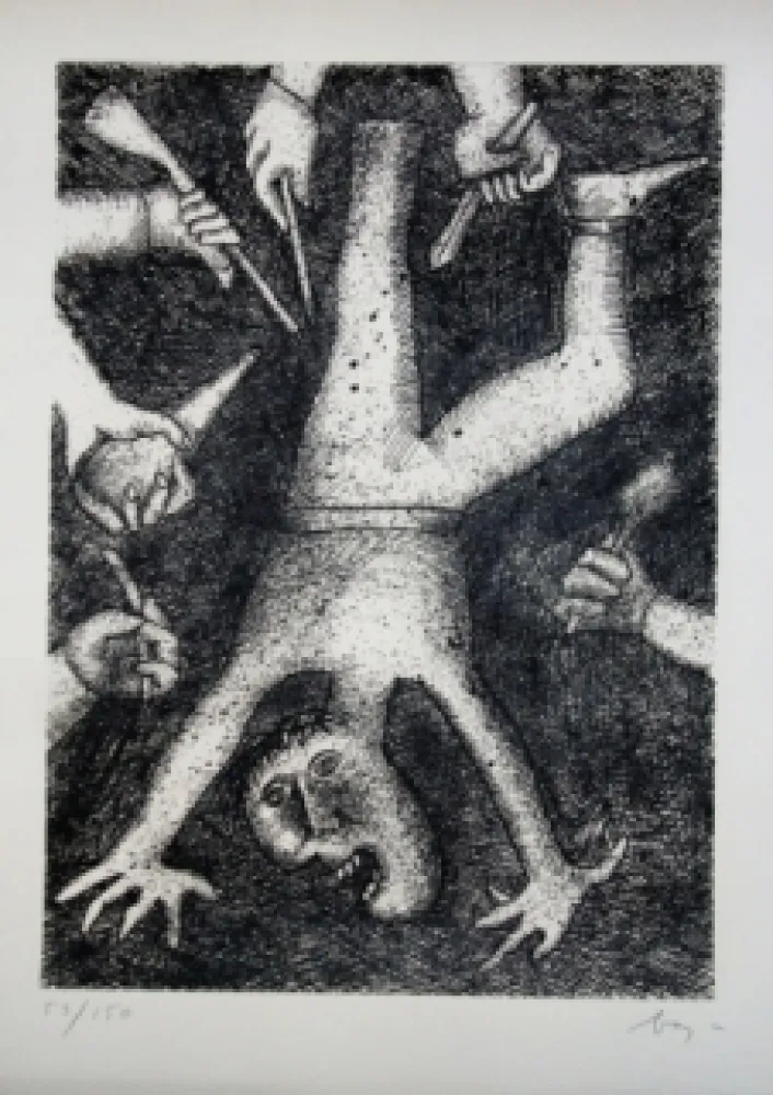 Гравюра Сухой Иглой Baj - Tête à l'envers