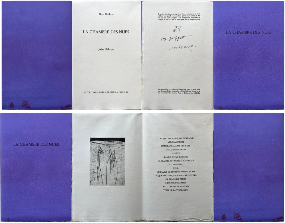 Офорт Baltazar - Guy Goffette: LA CHAMBRE DES NUES. Poème inédit (2007)