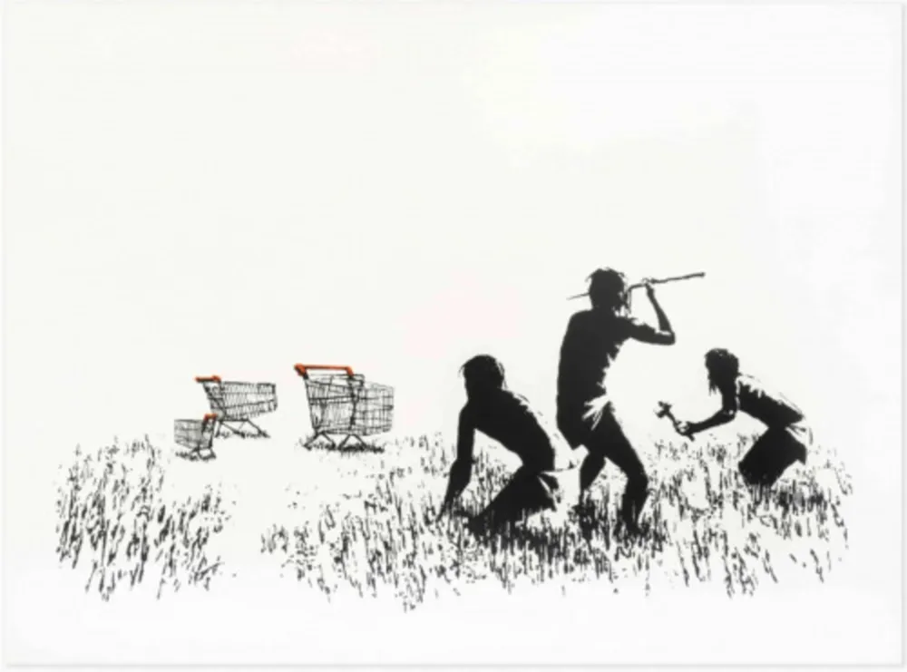 Сериграфия Banksy - Trolleys (Black & White Unsigned)
