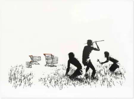 Сериграфия Banksy - Trolleys (Black & White Unsigned)