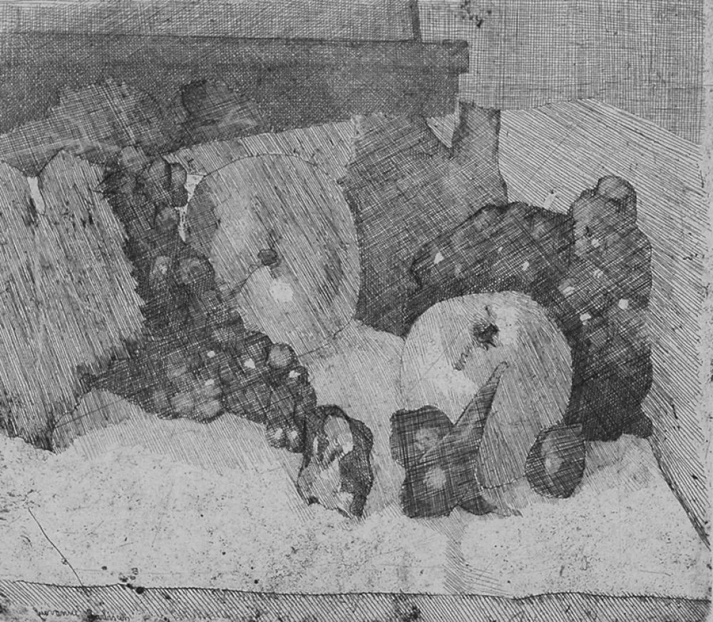 Офорт Barbisan - Natura morta con uva e fichi