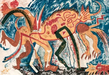 Литография Barcelo - Animal amb tres pixerades