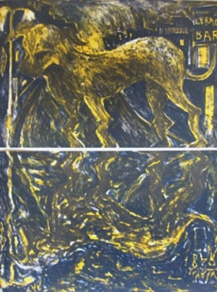 Литография Barcelo - Chien sous la pluie