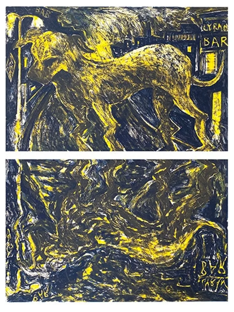 Литография Barcelo - Chien sous la pluie