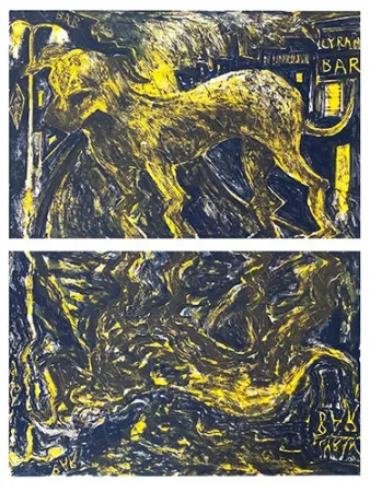 Литография Barcelo - Chien sous la pluie