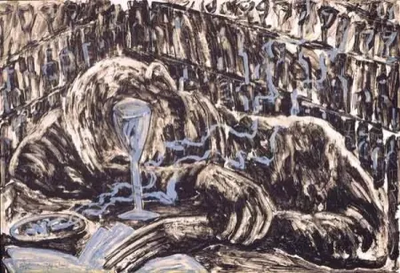 Литография Barcelo - Hombre borracho en un bar