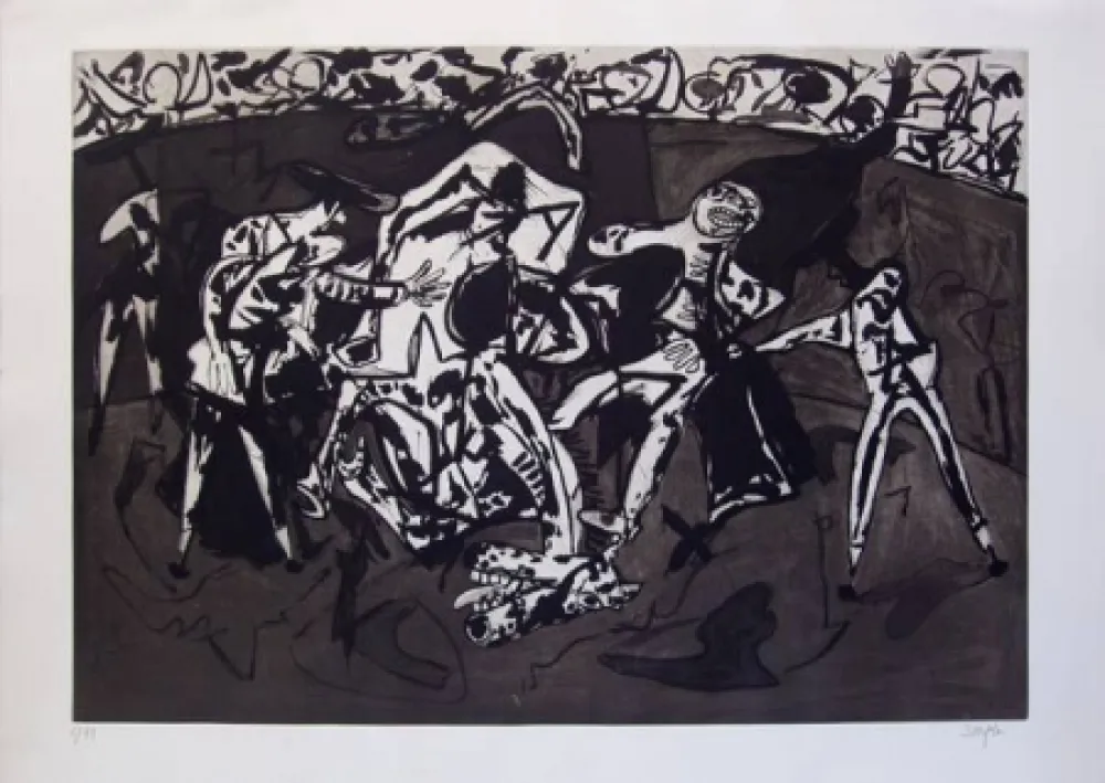 Офорт И Аквитанта Barjola  - Caída y cogida