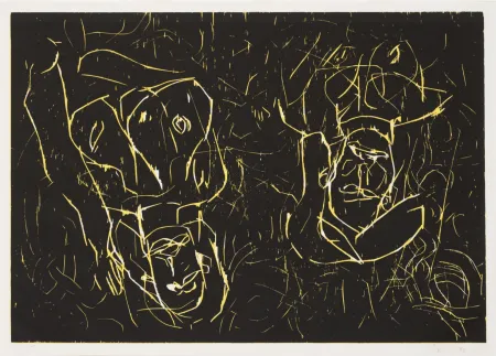 Гравюра На Дереве Baselitz - Woman and woman
