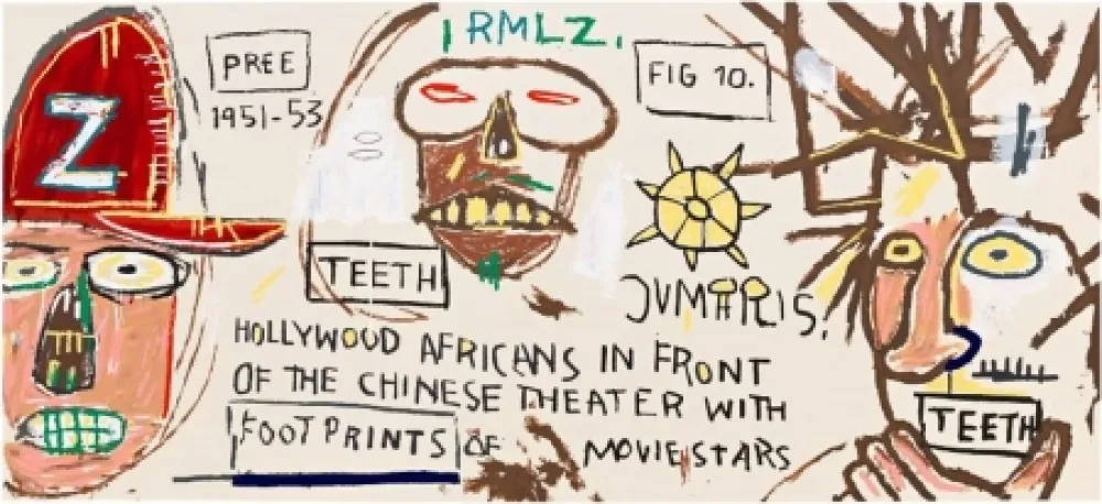 Сериграфия Basquiat - Hollywood Africans in Front of the Chinese Theater with Footprints of Movie Stars
