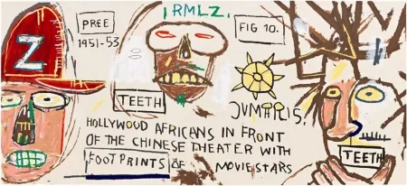 Сериграфия Basquiat - Hollywood Africans in Front of the Chinese Theater with Footprints of Movie Stars