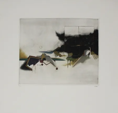 Офорт И Аквитанта Beeri - Graue Landschaft / Gray Landscape