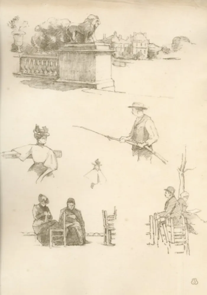 Литография Bejot - A Paris. 