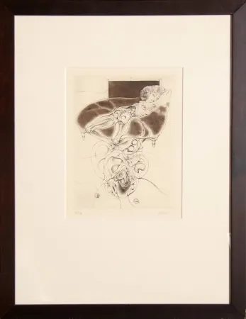 Гравюра Bellmer - La petite fille sur canape noir