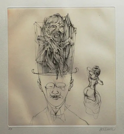 Офорт И Аквитанта Bellmer - L'homme au chapeau melon