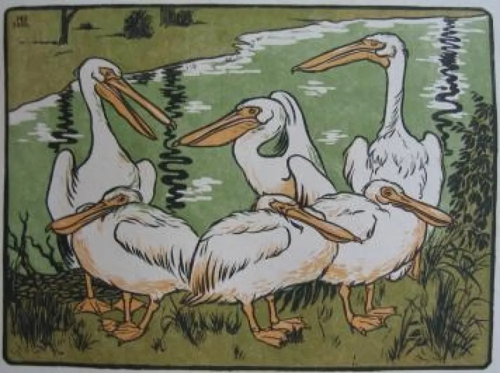 Гравюра На Дереве Berthold - Pelikane