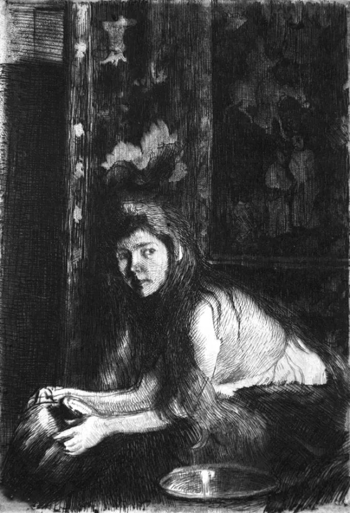 Офорт Besnard - La femme au vase