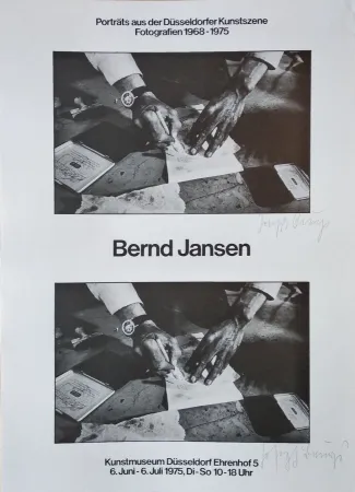 Гашение Beuys - „Porträts der Düsseldorfer Kunstszene. Fotografien 1968-1975. Bernd Jansen. Kunstmuseum Düsseldorf Ehrendorf 5, 6. Juni-6. Juli 1975, Di-So 10-18 Uhr“.