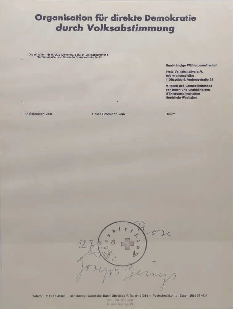 Многоэкземплярное Произведение Beuys - Rose für direkte Demokratie, 1973. 