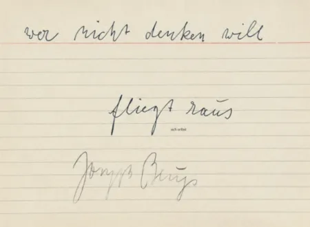 Многоэкземплярное Произведение Beuys - Sich selbst (wer nicht denken will fliegt raus)