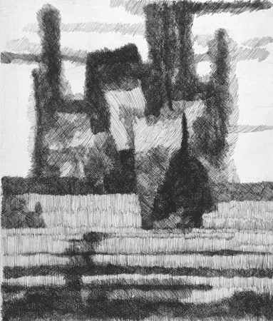 Офорт Bianchi Barriviera - Pagliai e pioppi