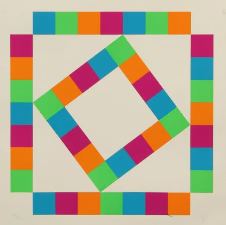 Литография Bill - ORGANIZATION OF 44 COLORED SQUARES - EXACTA FROM CONSTRUCTIVISM TO SYSTEMATIC ART 1918-1985