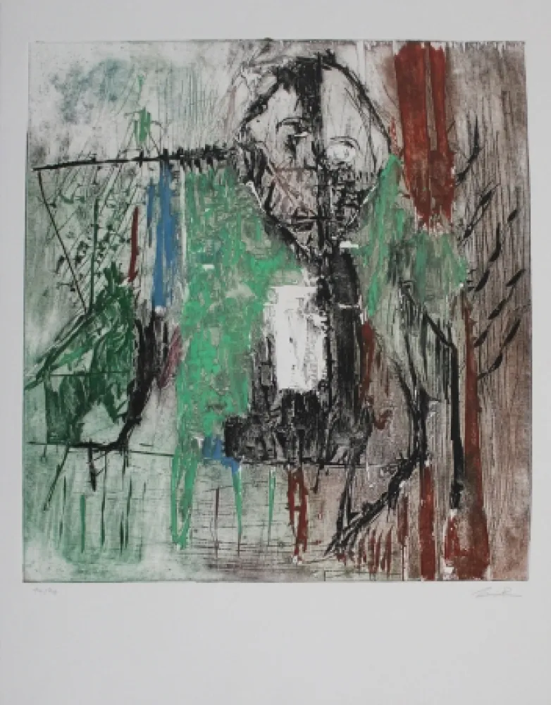 Офорт И Аквитанта Bissière - Tête au milieu des arbres / Head Amidst the Trees